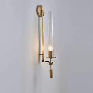 Fluted Glass Brass Sconce