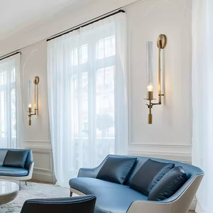 Fluted Glass Brass Sconce