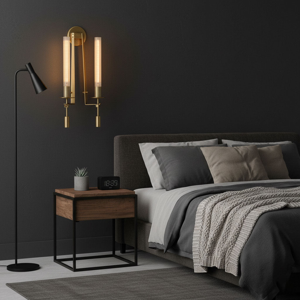 Fluted Glass Brass Sconce