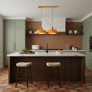 Curved Glass Wood Pendant