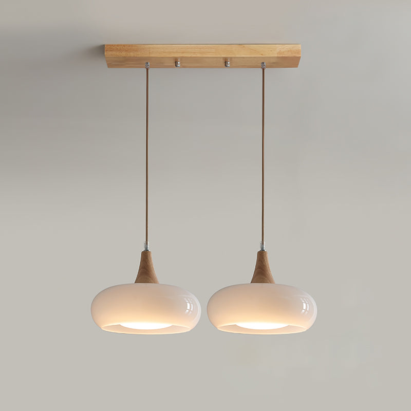 Curved Glass Wood Pendant