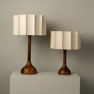 Pleated Walnut Table Lamp