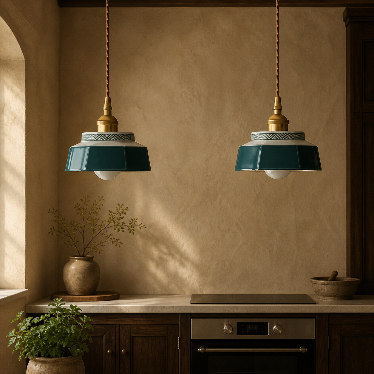 Glazed Ceramic Dome Pendant
