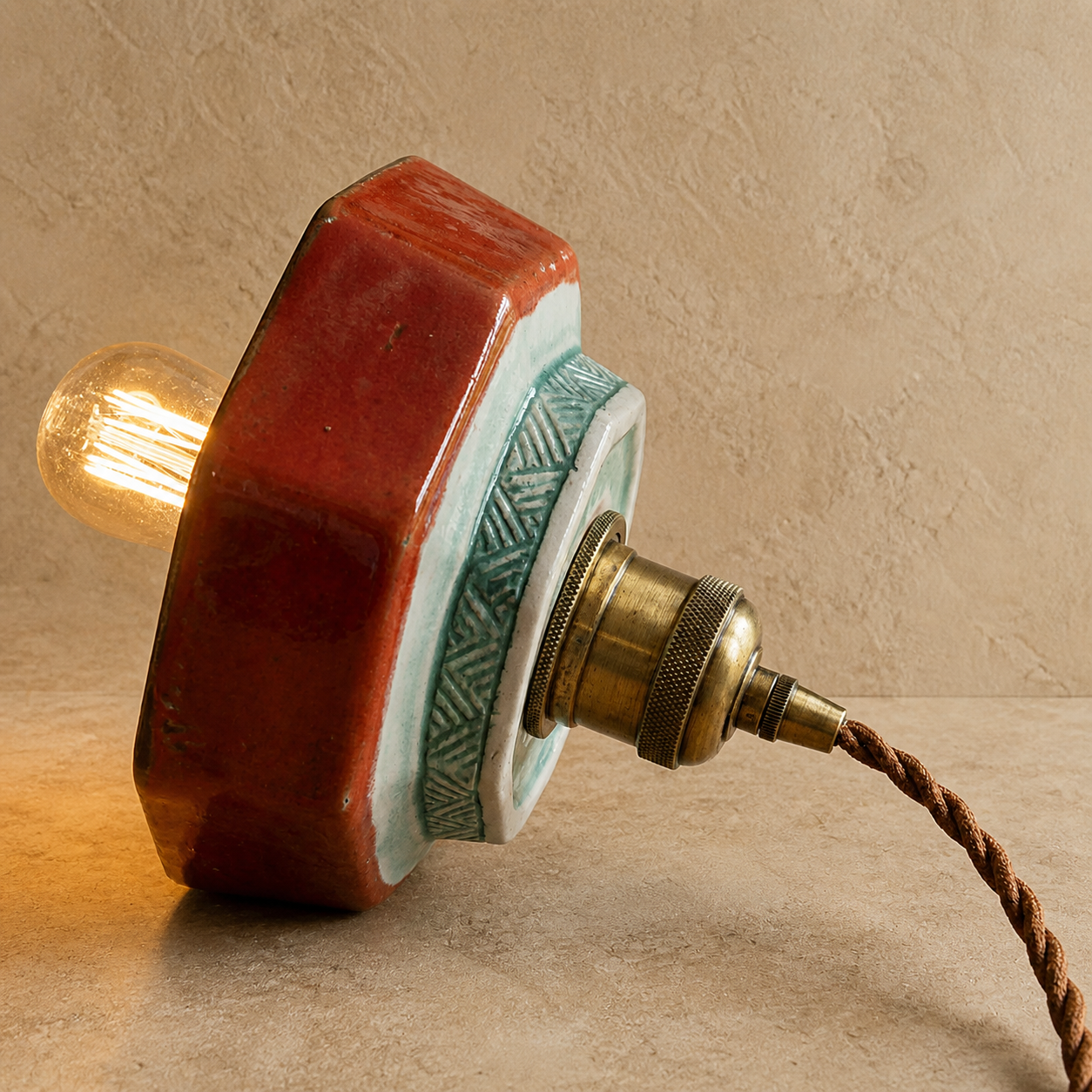 Glazed Ceramic Dome Pendant