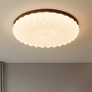 Wooden Pleated Flush Light