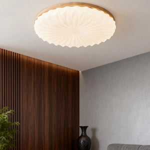 Wooden Pleated Flush Light