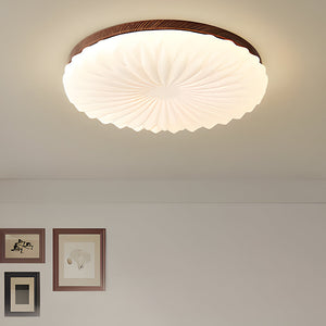 Wooden Pleated Flush Light