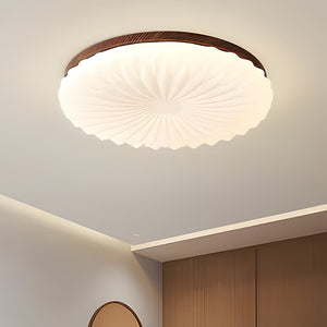 Wooden Pleated Flush Light