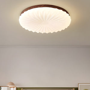 Wooden Pleated Flush Light