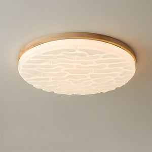 Wooden Pleated Flush Light