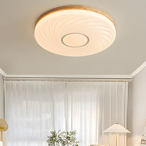 Wooden Pleated Flush Light