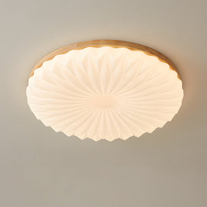 Wooden Pleated Flush Light
