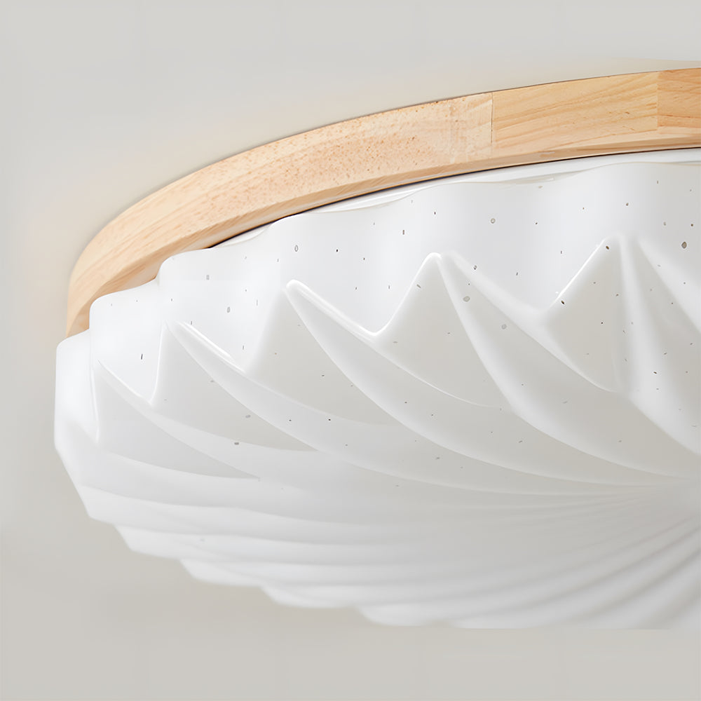 Wooden Pleated Flush Light