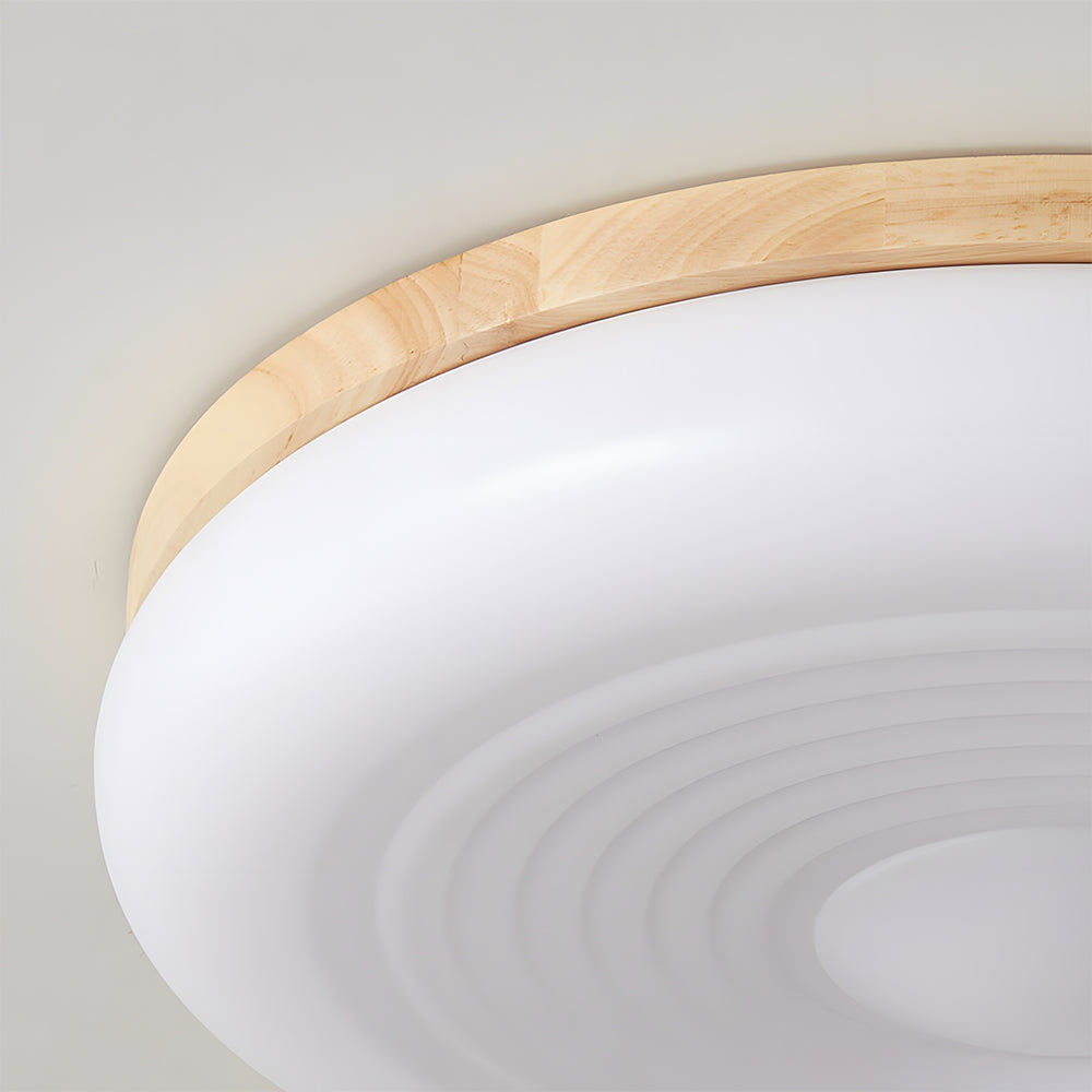 Wooden Pleated Flush Light