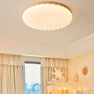 Wooden Pleated Flush Light