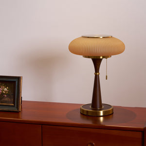 Ribbed Amber Glass Lamp