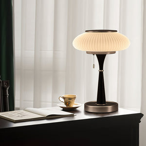 Ribbed Amber Glass Lamp