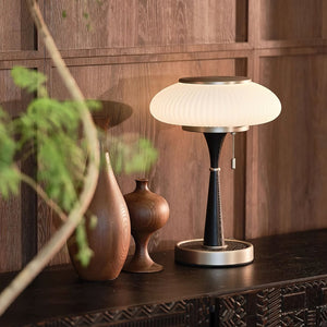 Ribbed Amber Glass Lamp