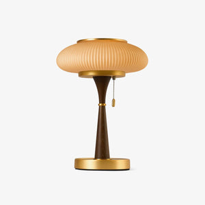 Ribbed Amber Glass Lamp