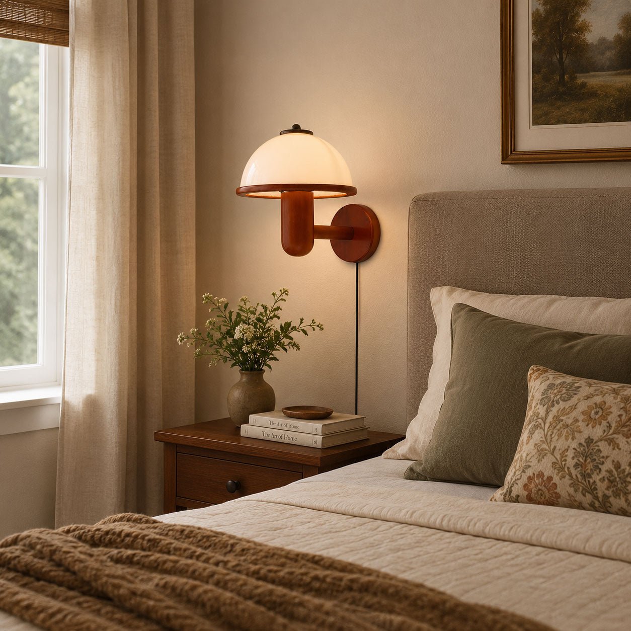 Mushroom Oak Wall Lamp