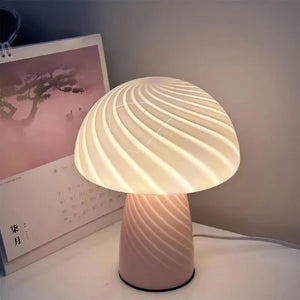 Ribbed Glass Mushroom Lamp