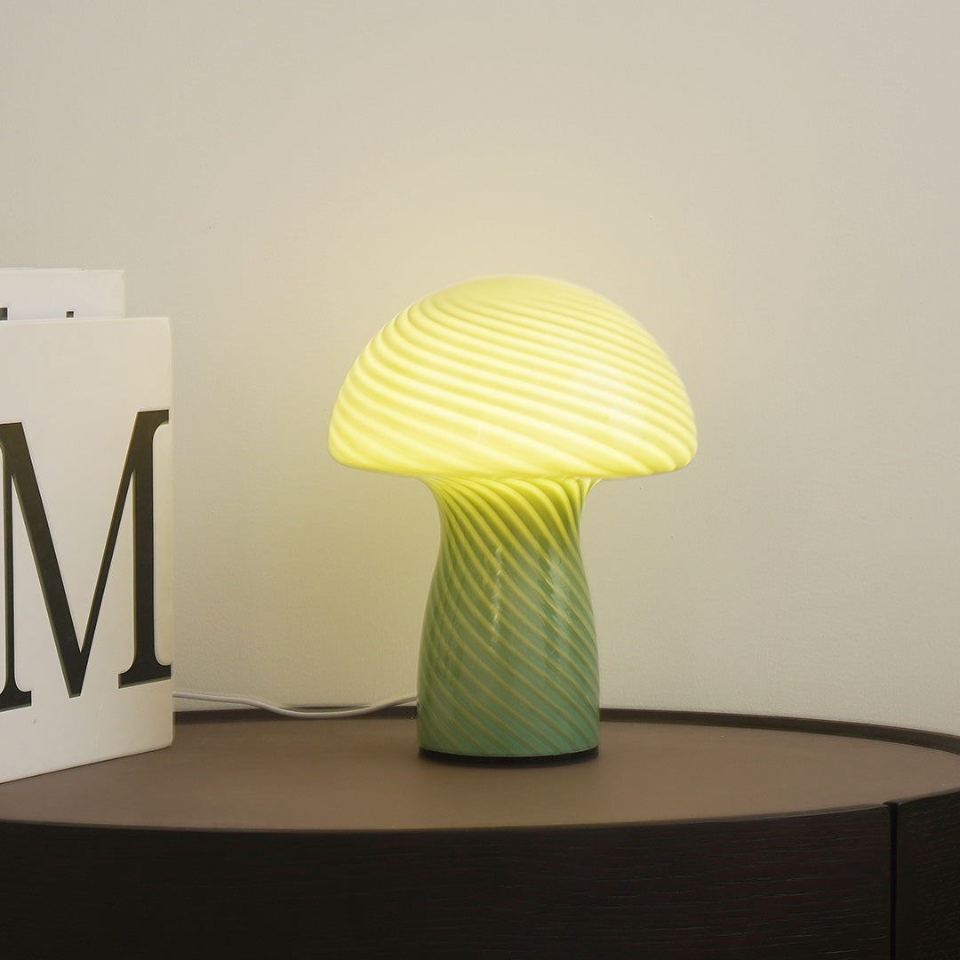 Ribbed Glass Mushroom Lamp