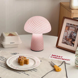 Ribbed Glass Mushroom Lamp