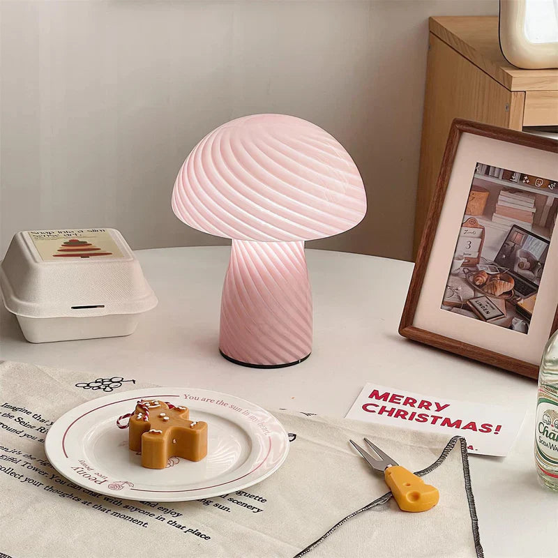 Ribbed Glass Mushroom Lamp