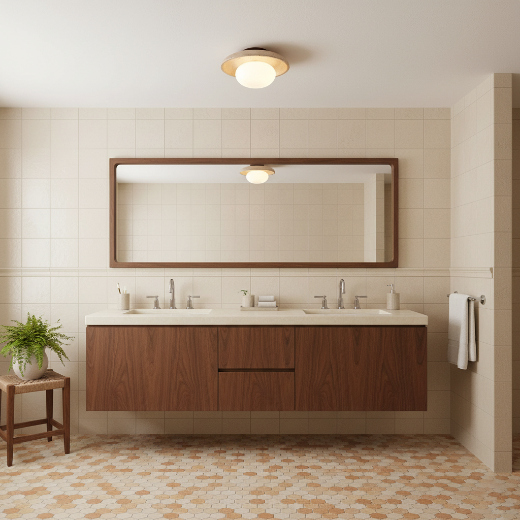 Travertine Halo Flush Mount