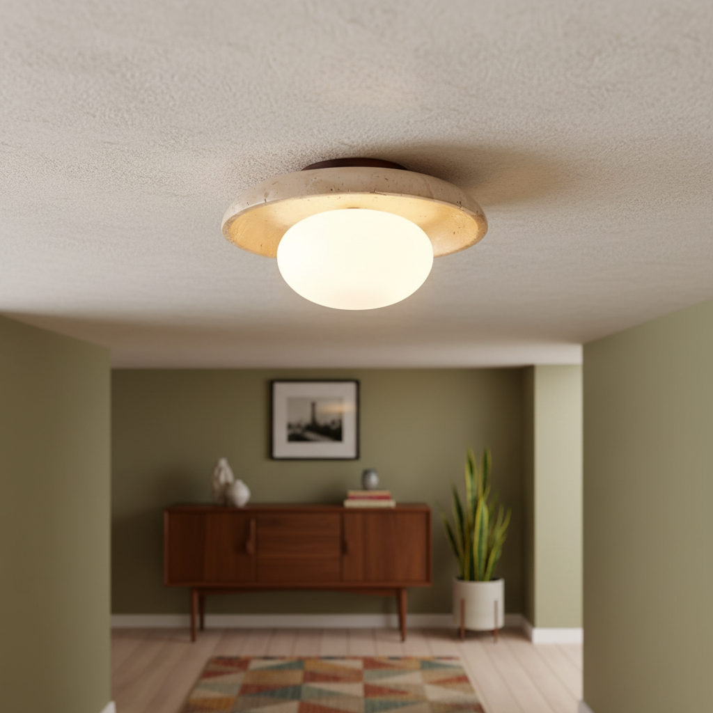 Travertine Halo Flush Mount