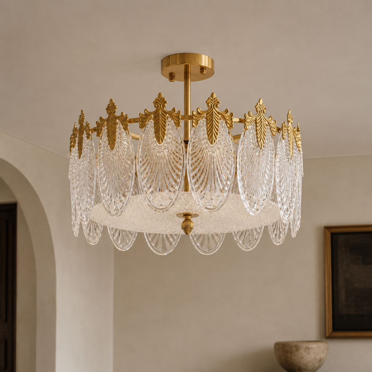 Textured Glass Chandelier