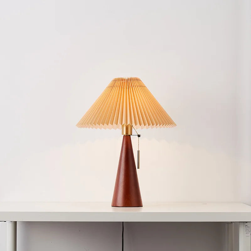 Pleated Wood Table Lamp