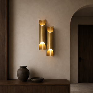 Dual Cylinder Brass Sconce
