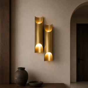 Dual Cylinder Brass Sconce