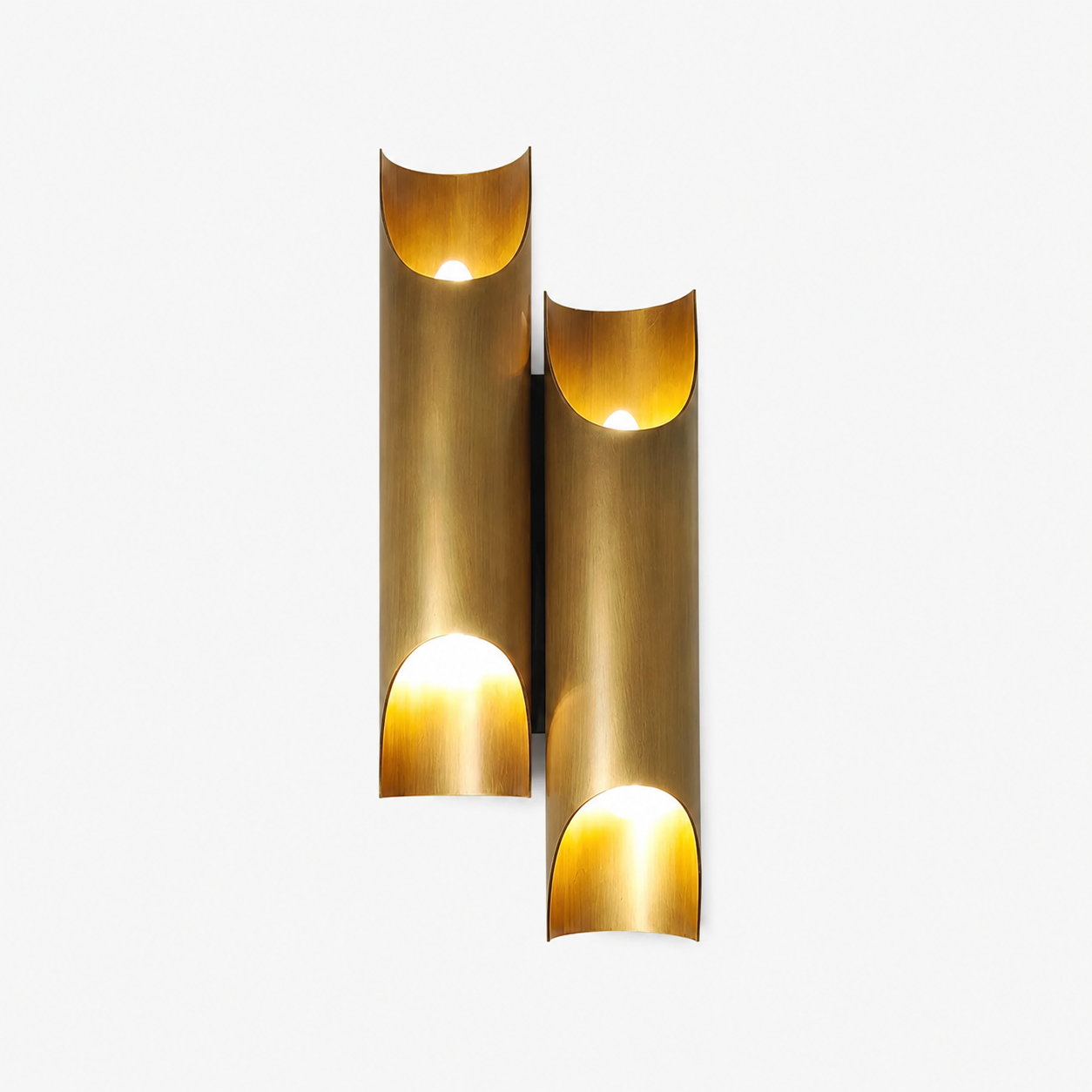 Dual Cylinder Brass Sconce