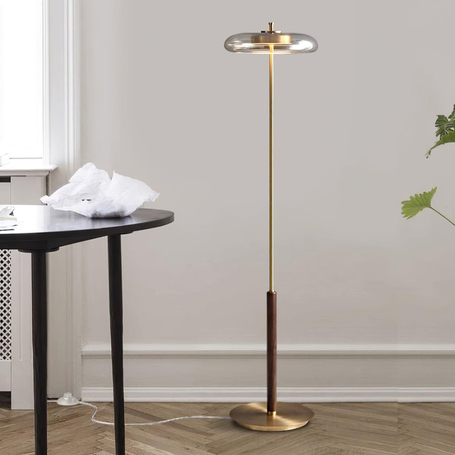 Amber Brass Floor Lamp