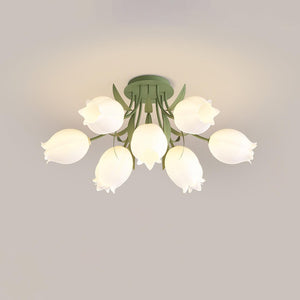 Velora Multi-Head Ceiling Light - Green & Acrylic Lampshade