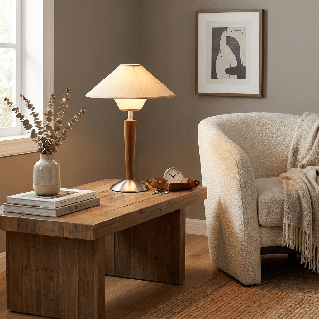 Sculpted Wood Table Lamp