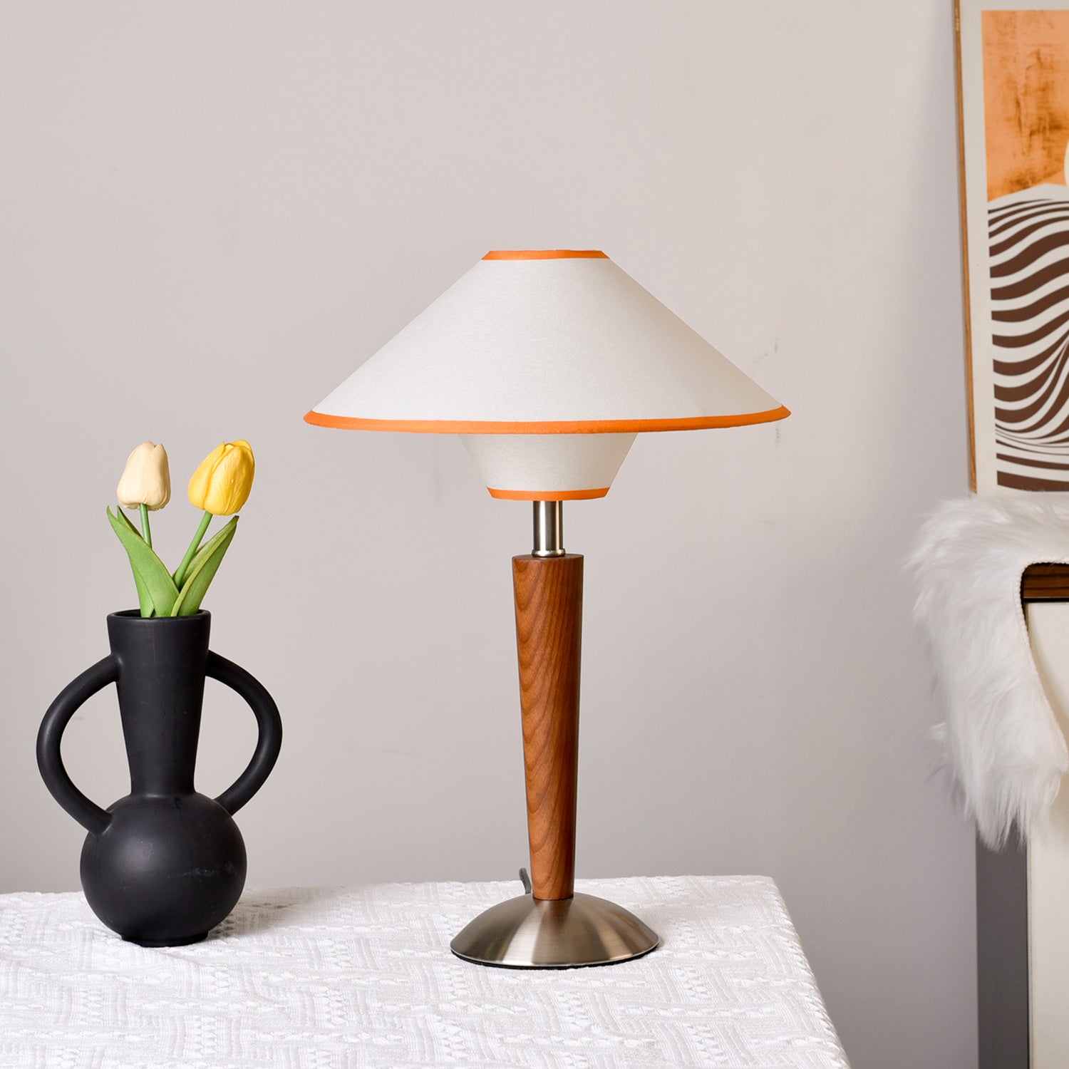 Sculpted Wood Table Lamp