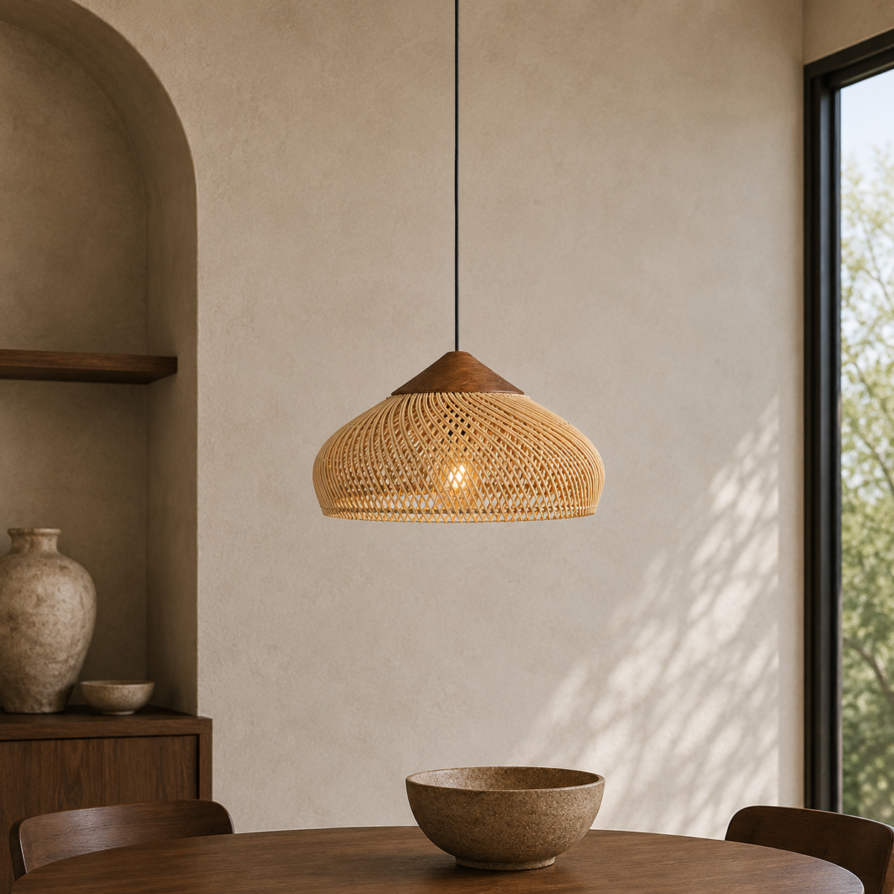 Woven Rattan Pendant