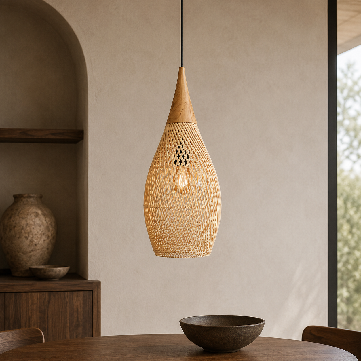 Woven Rattan Pendant