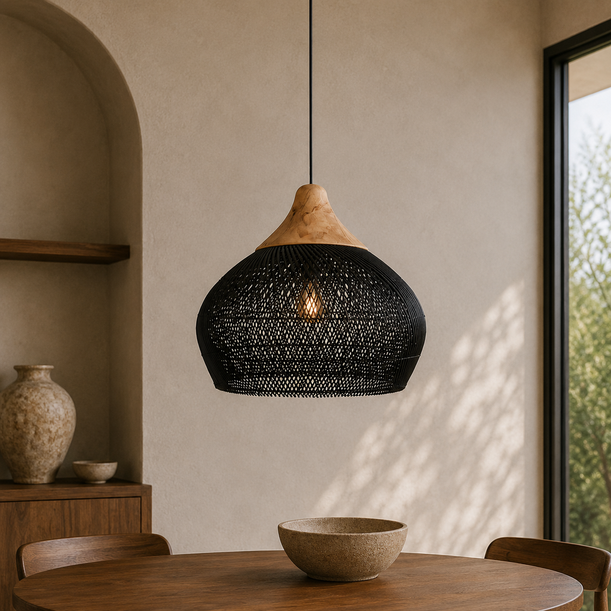 Woven Rattan Pendant