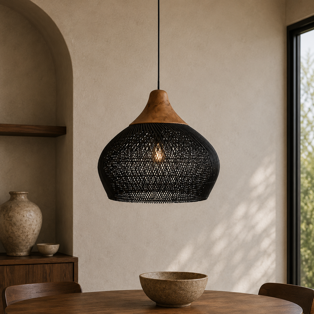 Woven Rattan Pendant