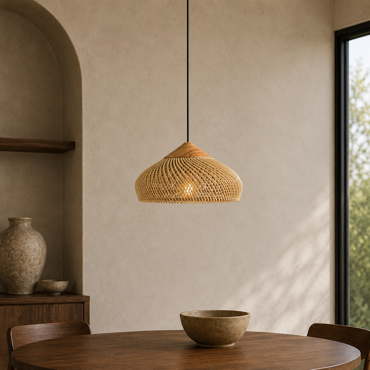 Woven Rattan Pendant