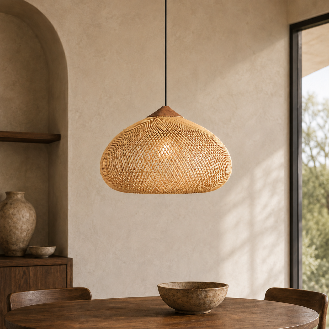 Woven Rattan Pendant