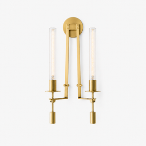 Fluted Glass Brass Sconce