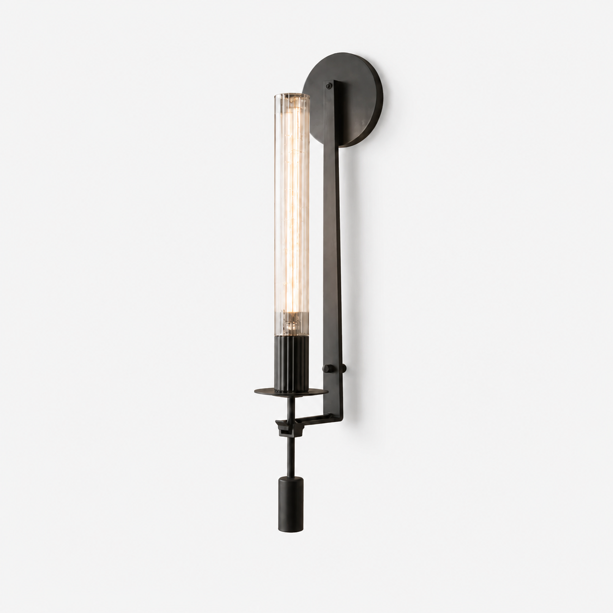 Fluted Glass Brass Sconce