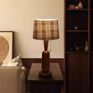 Plaid Wood Table Lamp