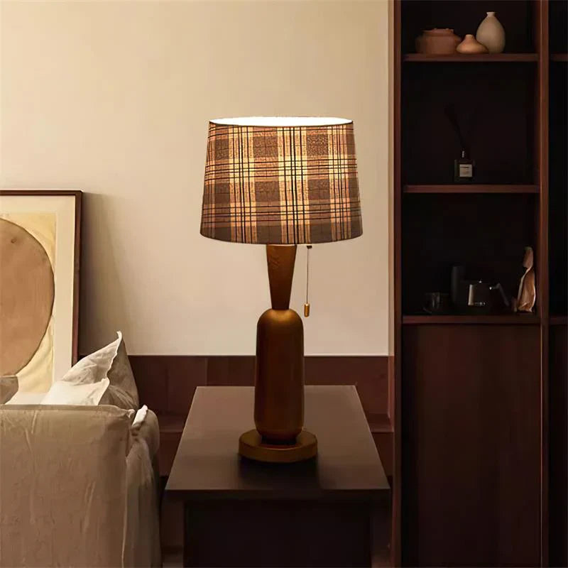 Plaid Wood Table Lamp