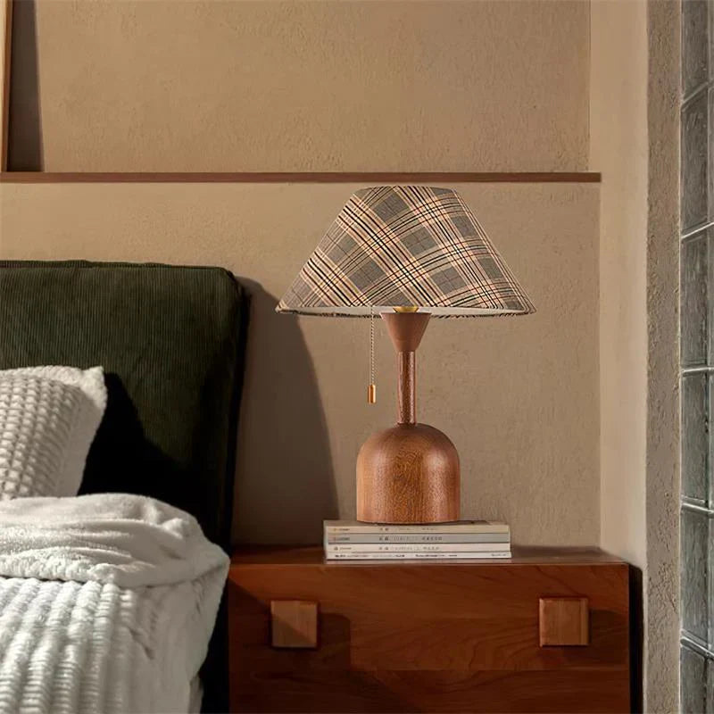 Plaid Wood Table Lamp
